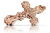 "Élégante croix orthodoxe en or rose 14 carats avec détails roses" oc002r