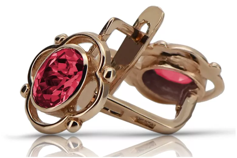 Vintage kolczyki z 14k 585 różowego złota vec033 aleksandryt rubin szmaragd szafir ...