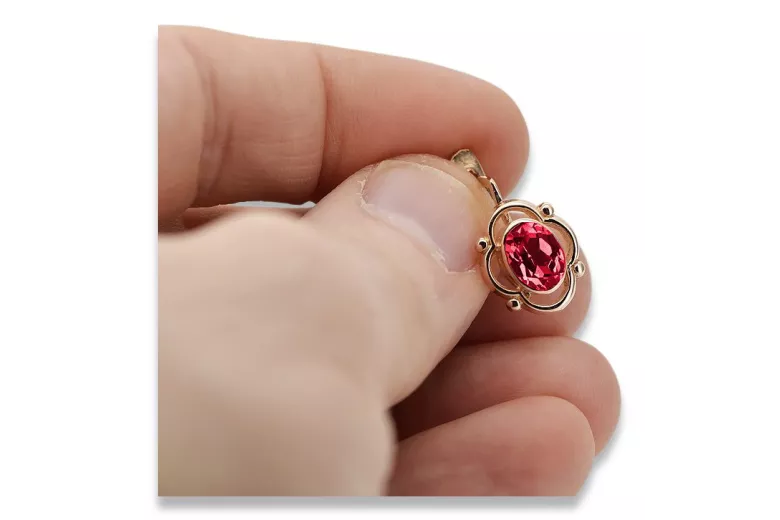 Russische Sowjetische Rose Pink 14k 585 Gold Ohrringe vec033 Alexandrit Rubin Smaragd Saphir ...