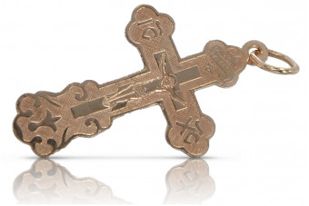 "Italian-Designed Orthodox Cross in 14K Rose Gold with Vintage Touch" oc005r