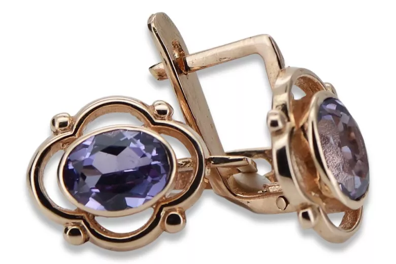 Vintage silver rose gold plated 925 Alexandrite Ruby Emerald Sapphire Aquamarine Zircon ... earrings vec033rp