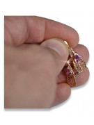 Bijuterii originale vintage - Cercei din aur roz de 14k cu pietre de ametist vec067