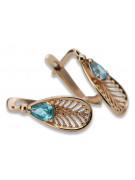 "Original 14K Rose Gold Aquamarine Vintage Earrings vec067"  Vintage