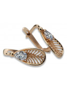 Zircon-Adorned 14K Rose Gold Vintage Earrings vec067