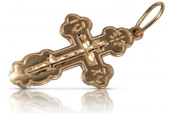 Joyería Religiosa: Cruz Ortodoxa de Oro Rosa 14k 585 Antigua oc019r