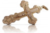 Aur Roz 14k - Cruce Ortodoxă Stil Vintage cu Trandafir Alb oc013r