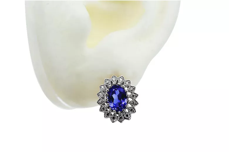 Luxury 14K White Gold and Sapphire Earrings for Sophisticated Style vec125w
