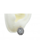 "Or blanc 14 carats 585, Boucles d'oreilles Zirco scintillantes, référence vec125w" Vintage