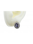 Elegant 14K White Gold Earrings with Alexandrite Gemstones vec125w