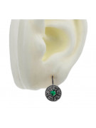 "14K White Gold Vintage Emerald Earrings vec161w" Vintage