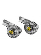"Classic Vintage Style 14K White Gold Earrings with Yellow Peridot - VEC161W" Vintage