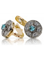 Timeless Aquamarine Stud Earrings in 14K Yellow and White Gold vec161yw
