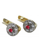 "Luxurious 14K Yellow White Gold Ruby Earrings - Vintage Style vec161yw" Vintage