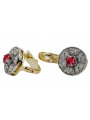 "Luxurious 14K Yellow White Gold Ruby Earrings - Vintage Style vec161yw" Vintage