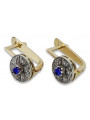 "Classic 14K Yellow White Gold Sapphire Earrings in Vintage Style" Vintage