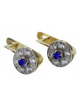 Classic 14K Yellow White Gold Sapphire Earrings in Vintage Style vec161yw