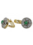 Classic 14K Yellow and White Gold Emerald Earrings - Vintage Inspired  vec161yw