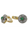 Classic 14K Yellow and White Gold Emerald Earrings - Vintage Inspired  vec161yw