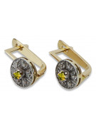 Vintage yellow 14k 585 gold peridot earrings vec161yw Vintage