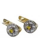 "Classic 585 Gold Peridot Earrings in Yellow and White 14K - Vec161yw" Vintage