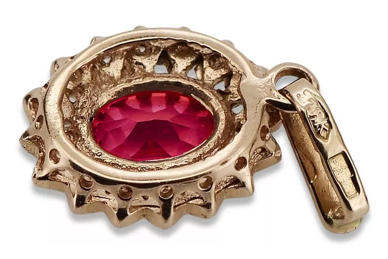 "Encantador Colgante de Rubí en Oro Rosa Vintage de 14k vpc020" Vintage