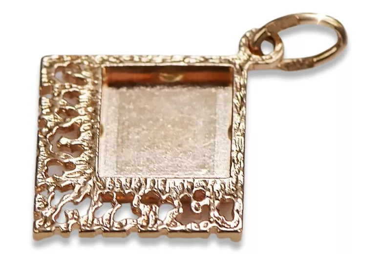 "Bijuterie Excepțională: Pandantiv Pătrat Vintage din Aur Roz 14k Fără Pietre" vpn041