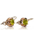 "Classic Vintage 14K Rose Gold Earrings with Yellow Peridot Stones" vec062