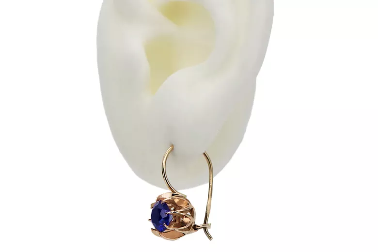 Bijoux anciens: Boucles d'oreilles en saphir et or rose 585 14k vec062