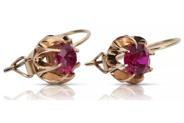"Cercei sofisticați cu rubin, aur roz de 14k 585, stil vintage" vec062