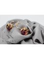 Оригинальные серьги из 14-каратного розового золота с рубинами в стиле винтаж vec062