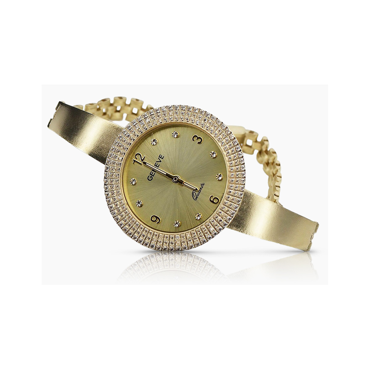 Prześliczny 14k złoty damski zegarek Geneve lw012y