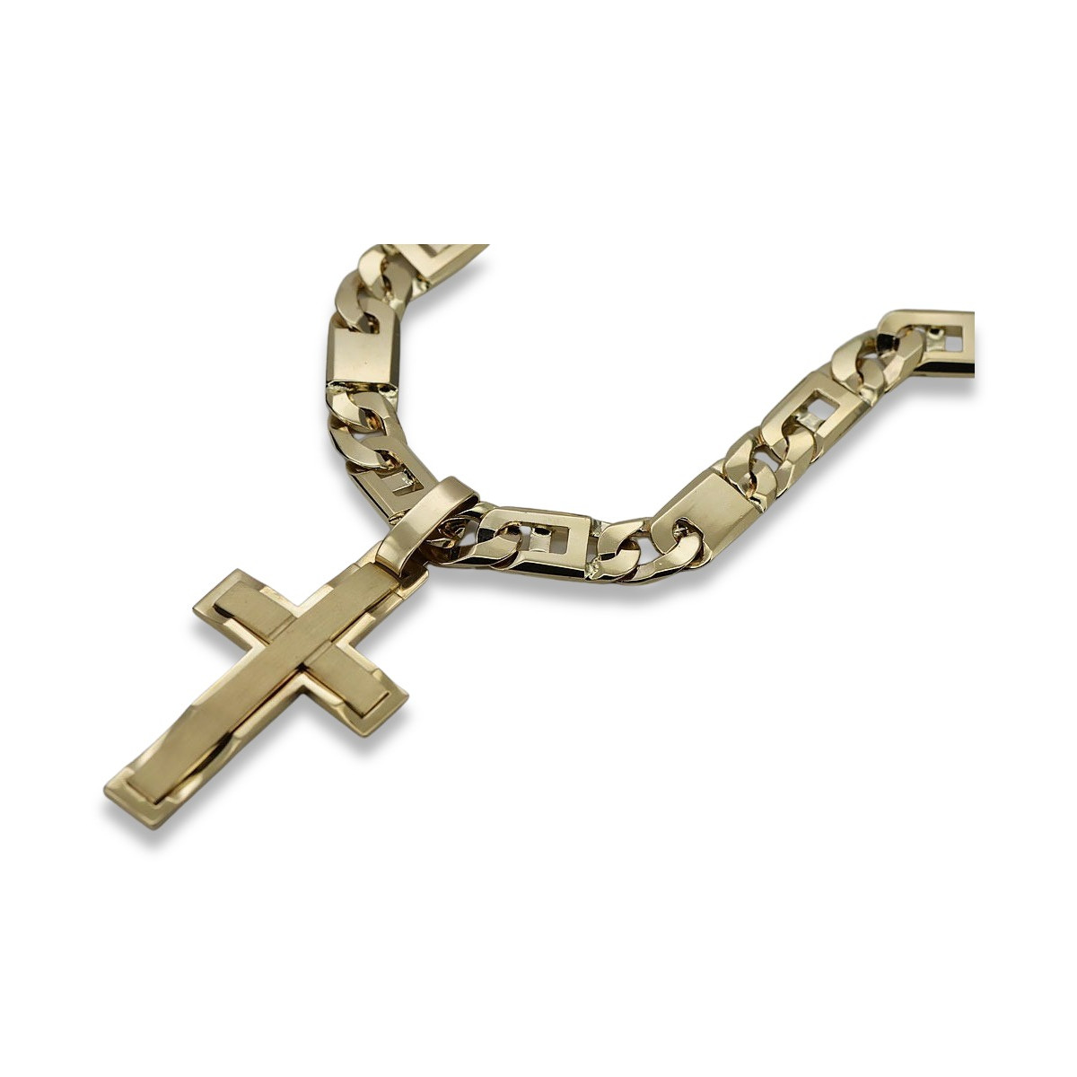 copy of Жълт 14k златен католически кръст с елегантна верига ctc096y&cc099y