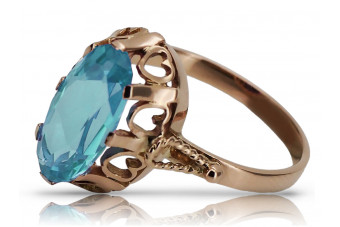 "14K Rose Gold Vintage Aquamarine Luxury Ring, vrc134" Vintage