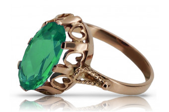 Vintage 14K Rose Pink Gold Emerald Accent Ring vrc134