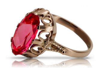 Rubin clasic în montura de aur roz de 14k, stil vintage  vrc134