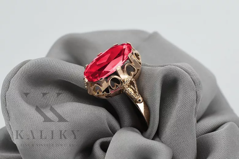 Ekskluzywny Rubinowy Pierścień Vintage z 14k Różowego Złota vrc134