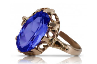 Сапфирен пръстен в ретро дизайн от 14k розово злато vrc134