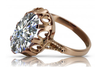 Цирконовое кольцо из винтажного розового золота 14 карат vrc134. Vintage