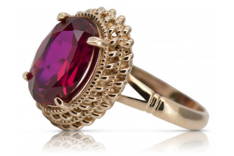 Vintage Glamour: 14K Rose Gold Ruby Ring in 585 Gold Stamp vrc068