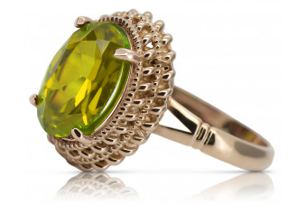 Elegant Vintage 14K Rose Gold Ring Featuring Yellow Peridot Stones vrc068