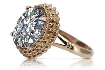 Елегантен Циркон пръстен в 14k розово злато, ретро дизайн vrc070 Vintage