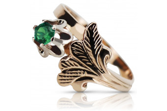 Original 14K Rose Gold Vintage Emerald Ring vrc169