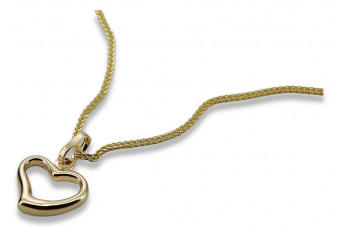 14k gold modern heart pendant with snake chain cpn060y&cc035y