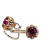 Vintage rose pink 14k 585 gold earrings vec062 alexandrite ruby emerald sapphire ...