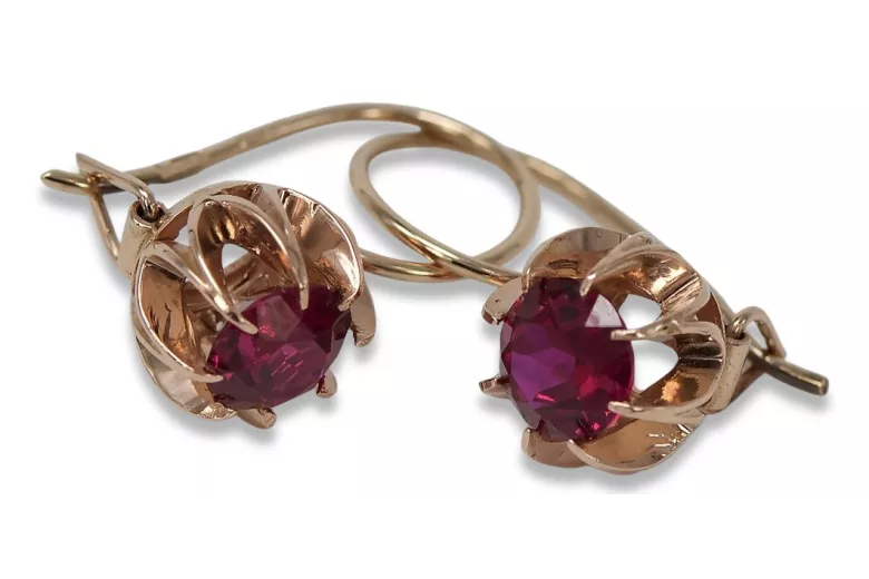 Vintage rose pink 14k 585 gold earrings vec062 alexandrite ruby emerald sapphire ... Vintage rose pink 14k 585 gold earrings vec062 alexandrite ruby emerald sapphire ...