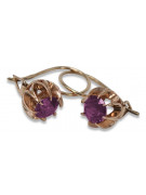 Vintage rose pink 14k 585 gold earrings vec062 alexandrite ruby emerald sapphire ...