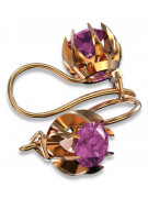Vintage rose pink 14k 585 gold earrings vec062 alexandrite ruby emerald sapphire ...