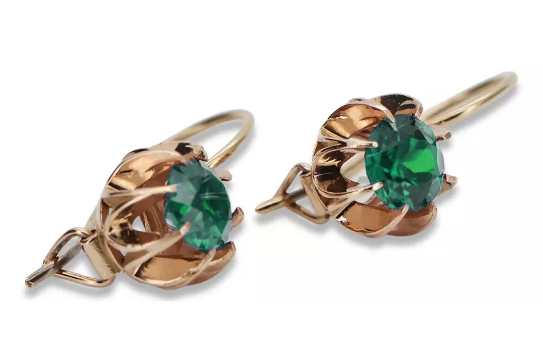 Vintage rose pink 14k 585 gold earrings vec062 alexandrite ruby emerald sapphire ...