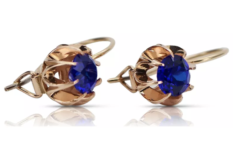 Vintage rose pink 14k 585 gold earrings vec062 alexandrite ruby emerald sapphire ...