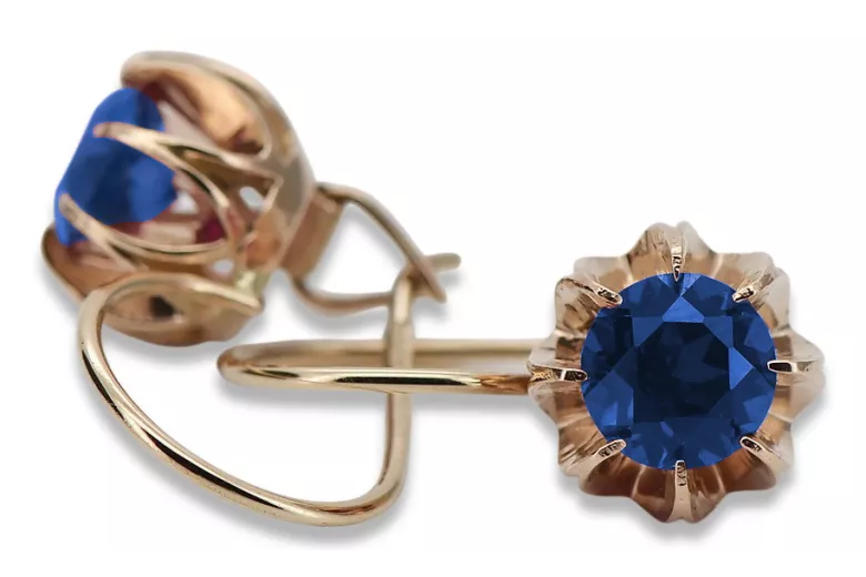 Vintage rose pink 14k 585 gold earrings vec062 alexandrite ruby emerald sapphire ...